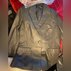 NWT Black Leather Blazer sized Med  great quality leather.